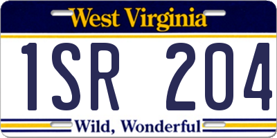 WV license plate 1SR204