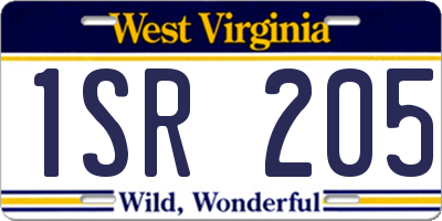 WV license plate 1SR205