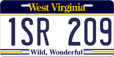 WV license plate 1SR209