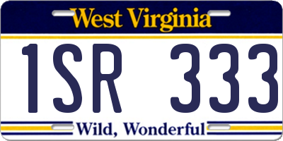 WV license plate 1SR333