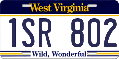WV license plate 1SR802