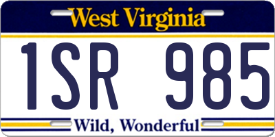 WV license plate 1SR985