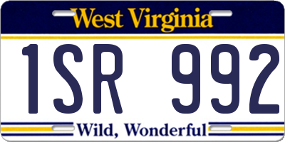WV license plate 1SR992