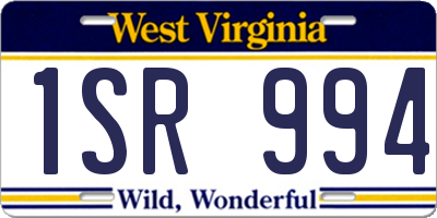 WV license plate 1SR994