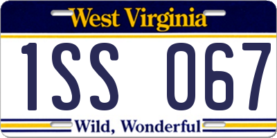 WV license plate 1SS067