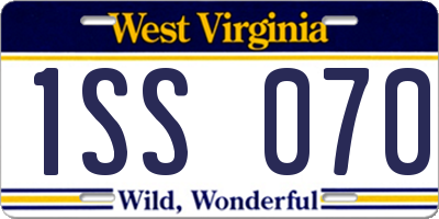 WV license plate 1SS070