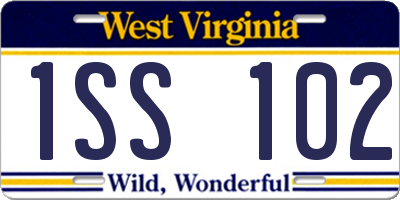 WV license plate 1SS102