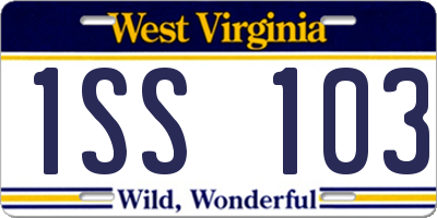 WV license plate 1SS103