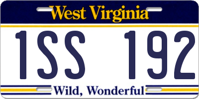 WV license plate 1SS192