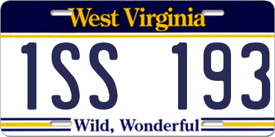 WV license plate 1SS193