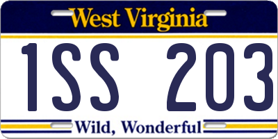 WV license plate 1SS203