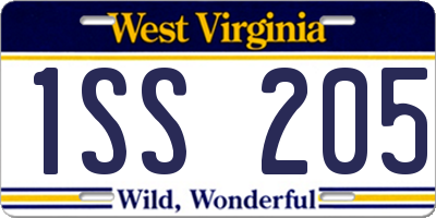 WV license plate 1SS205