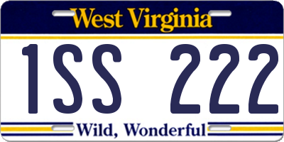 WV license plate 1SS222