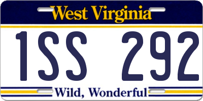 WV license plate 1SS292