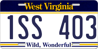 WV license plate 1SS403