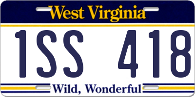 WV license plate 1SS418