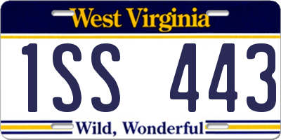 WV license plate 1SS443