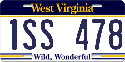 WV license plate 1SS478
