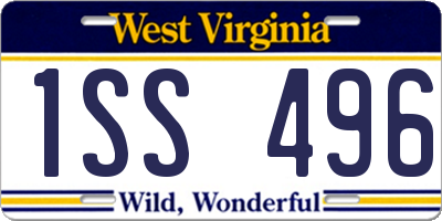 WV license plate 1SS496