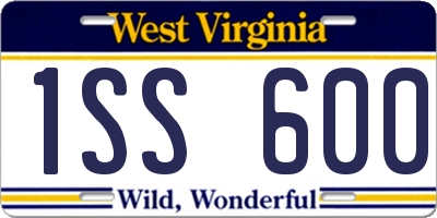 WV license plate 1SS600