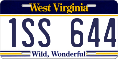 WV license plate 1SS644