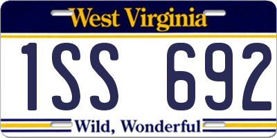 WV license plate 1SS692