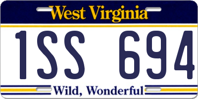 WV license plate 1SS694