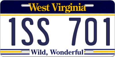 WV license plate 1SS701