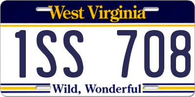 WV license plate 1SS708