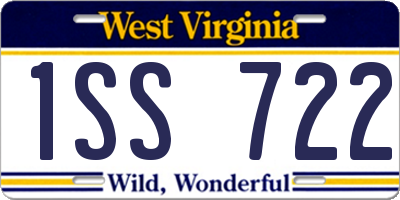 WV license plate 1SS722