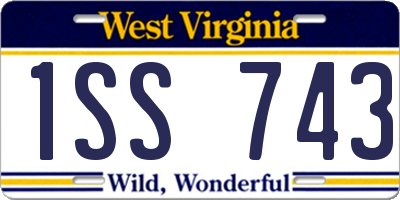 WV license plate 1SS743