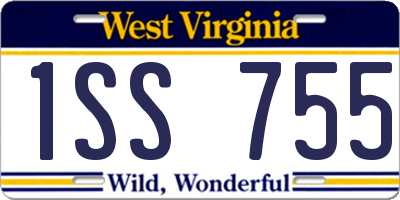 WV license plate 1SS755