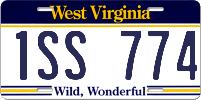 WV license plate 1SS774
