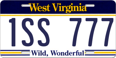 WV license plate 1SS777