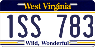 WV license plate 1SS783