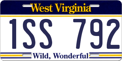 WV license plate 1SS792