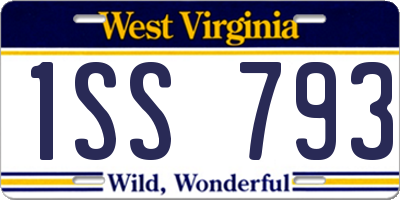 WV license plate 1SS793