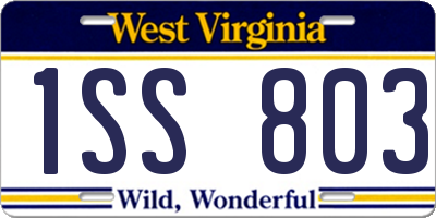 WV license plate 1SS803