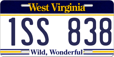 WV license plate 1SS838