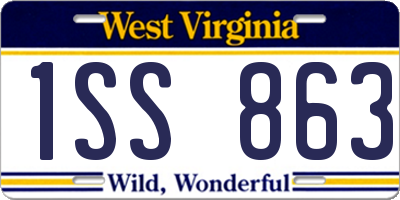 WV license plate 1SS863