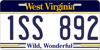 WV license plate 1SS892