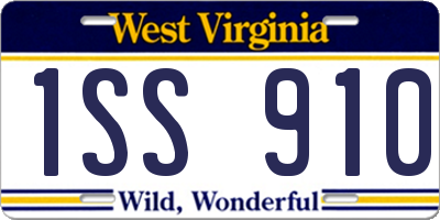 WV license plate 1SS910