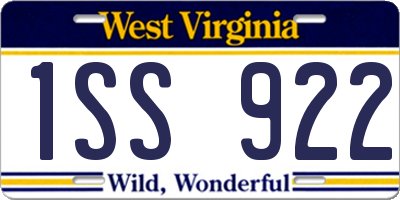 WV license plate 1SS922