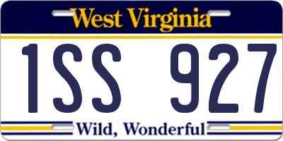 WV license plate 1SS927