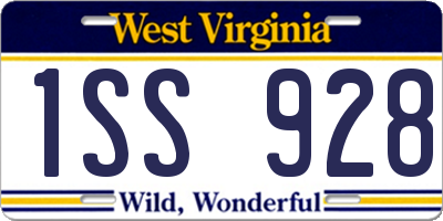 WV license plate 1SS928