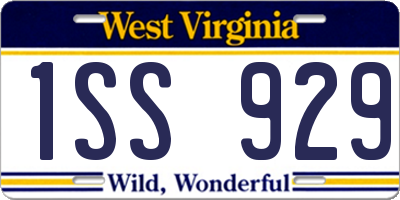 WV license plate 1SS929