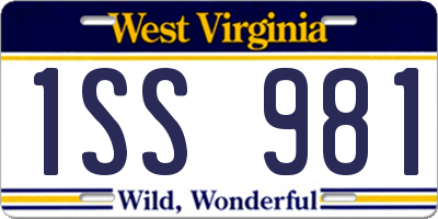 WV license plate 1SS981