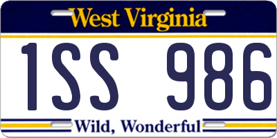 WV license plate 1SS986