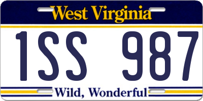 WV license plate 1SS987