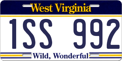 WV license plate 1SS992